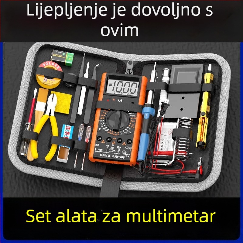 Set multimetra i lemilice za elektroniku — 21-dijeli komplet sa futrolom Jingling