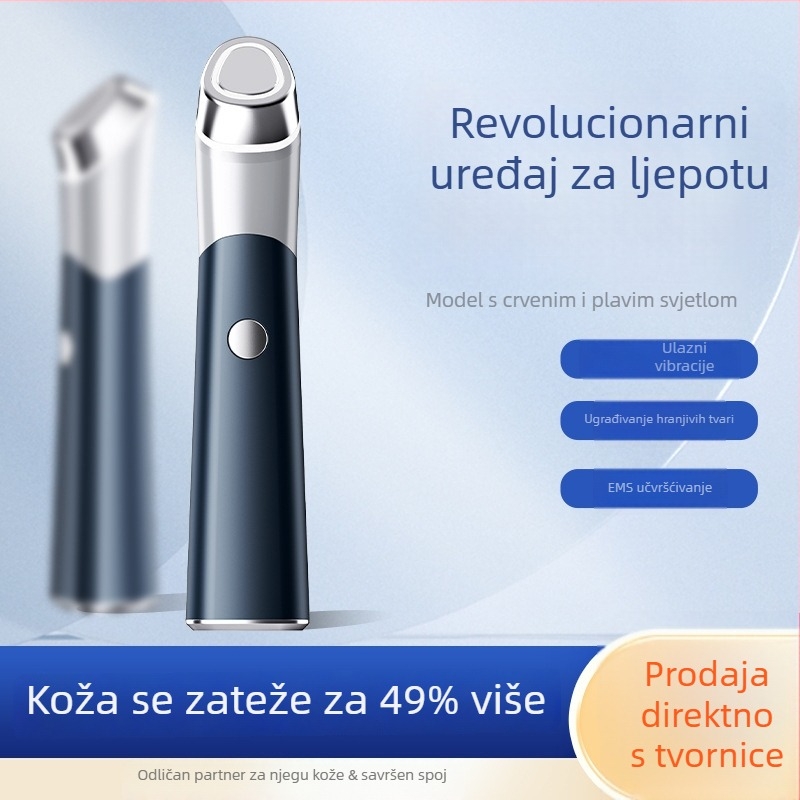 Massager za lice i oči s EMS vibracijom i višebojnom svjetlošću, prijenosno, ugrađena baterija, IPX4 vodootporan