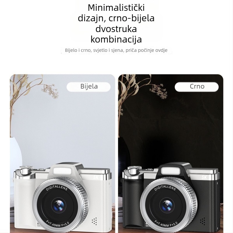 CCD digitalni retro fotoaparat s dvostrukom kamerom za selfie (68 MP • 16x optični zum • 2.7in LCD • periskopski objektiv • CCD senzor 1/1.7)