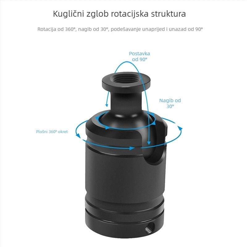 Univerzalna kuglična glava s konstantnim tlumenjem, magnetska podrška, 1/4-inčni priključak, 360° rotacija