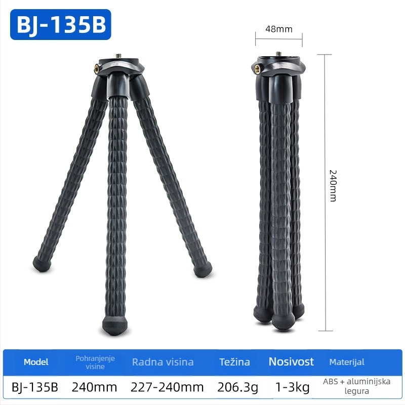 Stolna baza za tripod – aluminijska legura, nosivost 2-5 kg, PTZ tip kuglasti pan-tilt, jedan čvor