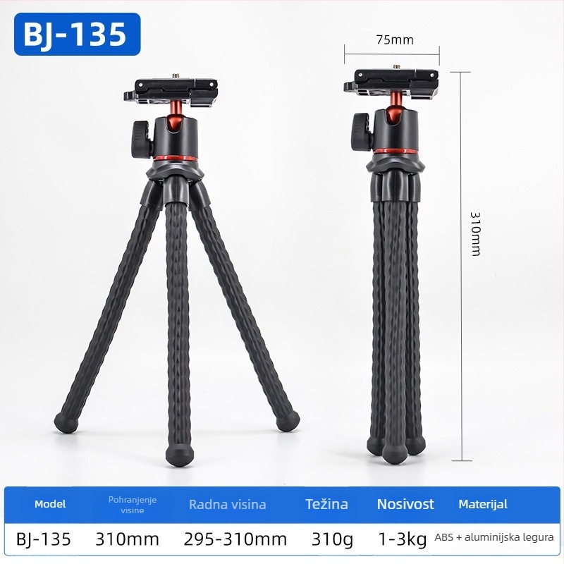 Stolna baza za tripod – aluminijska legura, nosivost 2-5 kg, PTZ tip kuglasti pan-tilt, jedan čvor