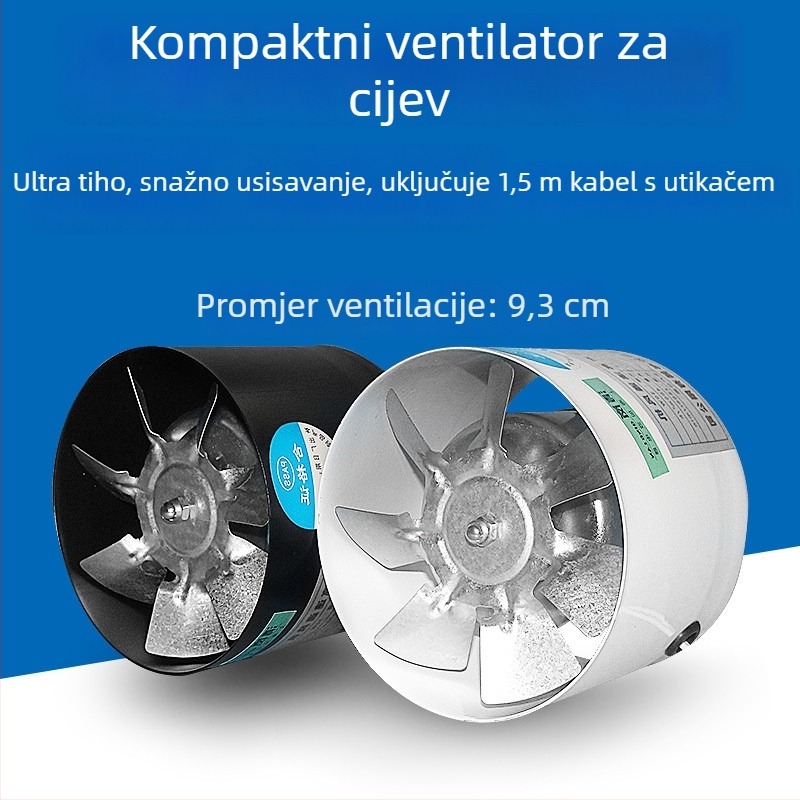 Tiho kupaonski ispušni ventilator, model SF1.0-2r, 220V, 50Hz, metalno kućište, tip cijevnog tlaka