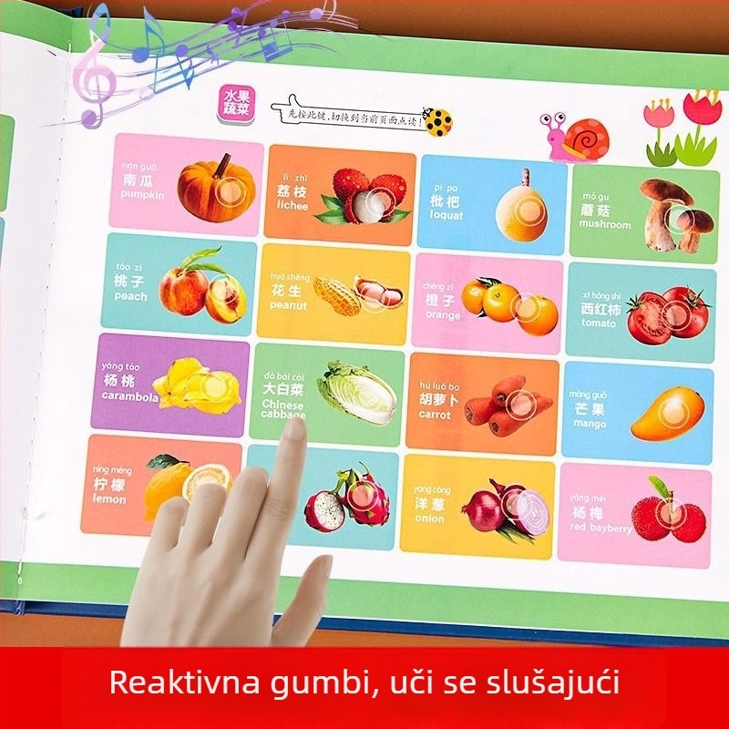 Uređaj za čitanje točkom za djecu — govori audiobook za učenje, snimanje, punjiva litijska baterija, glazba i interaktivno učenje