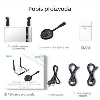 Poslovni bežični uređaj za zrcaljenje zaslona, 4K HDMI/VGA, AM8270 procesor, 1GB RAM, 5G dvostruka Wi‑Fi, OEM-ready