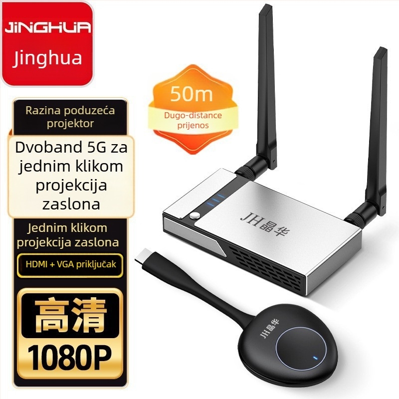 Poslovni bežični uređaj za zrcaljenje zaslona, 4K HDMI/VGA, AM8270 procesor, 1GB RAM, 5G dvostruka Wi‑Fi, OEM-ready