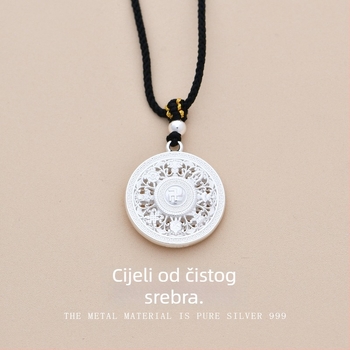 Ogrlica s kompasom Osm blaga - S999 čisto srebro, vintage umjetnički stil, elektroplatiranje