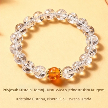 Ženski narukvica od prirodnog žutog tornastog kristala i bijelog Asai kristala, 6 mm prozirne okrugle perle, jednostruki niz