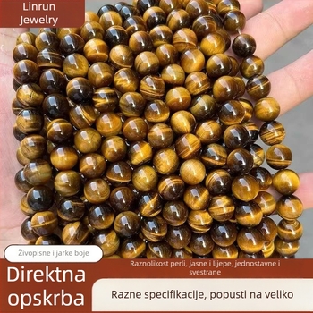 Prirodne žute perle od tigrovog oka (7A) za DIY narukvicu i lančić – dijelovi nakita