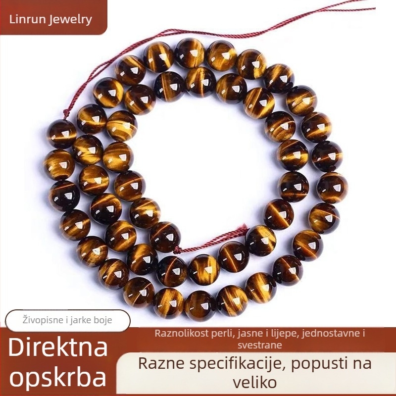 Prirodne žute perle od tigrovog oka (7A) za DIY narukvicu i lančić – dijelovi nakita