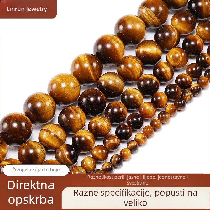 Prirodne žute perle od tigrovog oka (7A) za DIY narukvicu i lančić – dijelovi nakita