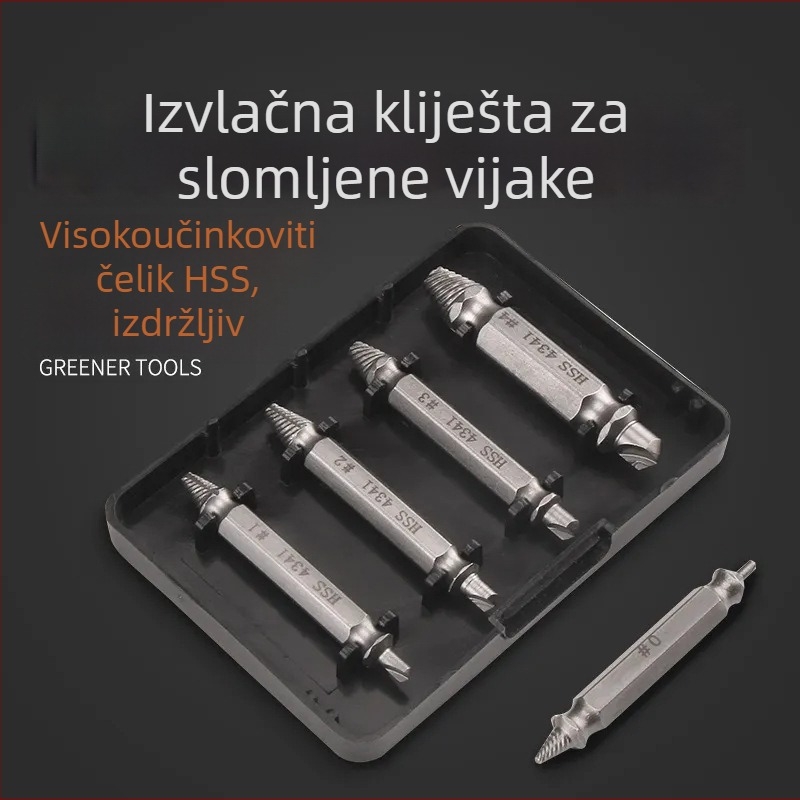 Dvostrani izvlačivač vijaka, izvlačivač slomljenih vijaka, S2 visoko-čelični alat za demontažu, kućna upotreba