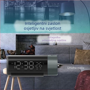 LED projekcijski sat s USB napajanjem, dvostruka budilica, prikaz vremena i temperature