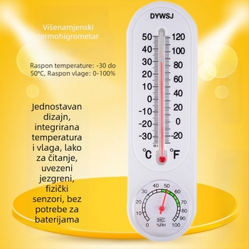 Pokazni higrometar za temperaturu i vlagu -30 do 50°C, 0–100% RH, model DYWSJ001, točnost ±1°C i ±1% RH