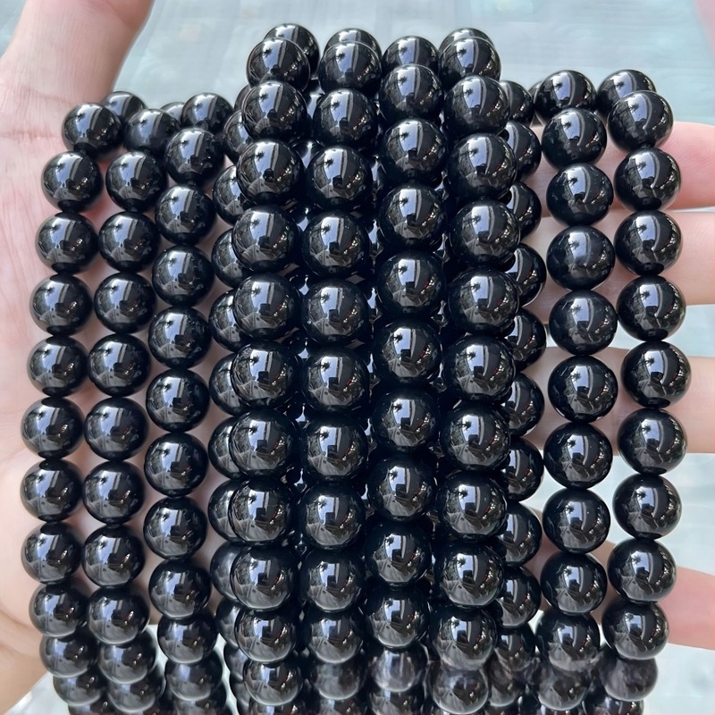 Prirodne 7A crne ahatne okrugle perle – Labave perle za DIY nakit, veličine 2–14 mm, rezanje i poliranje