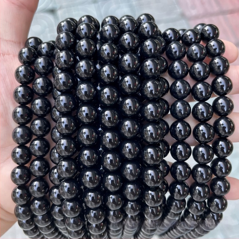 Prirodne 7A crne ahatne okrugle perle – Labave perle za DIY nakit, veličine 2–14 mm, rezanje i poliranje