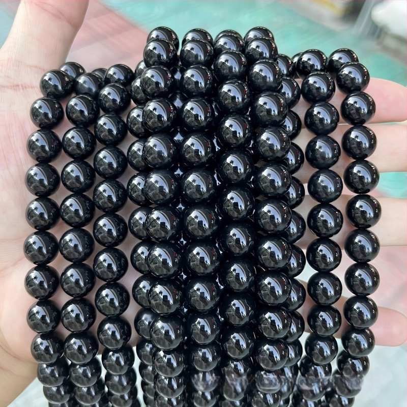 Prirodne 7A crne ahatne okrugle perle – Labave perle za DIY nakit, veličine 2–14 mm, rezanje i poliranje