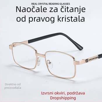 Naočale za čitanje s kristalnim lećama i prirodnim kamenom, otporne na habanje, unisex, moderno, protiv umora