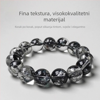 7A prirodna kristalna narukvica s crnim i prozirnim kristalima, unisex geometrijski dizajn
