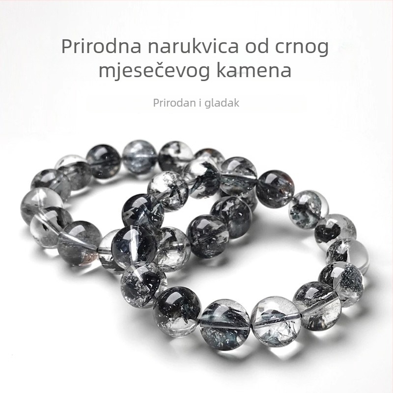 7A prirodna kristalna narukvica s crnim i prozirnim kristalima, unisex geometrijski dizajn