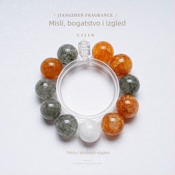 Narukvica s kristalom (Bez bočnih kamenčića, Bakarna legura, Proljeće 2025, Kineski stil)