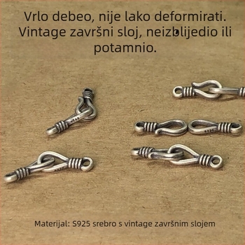 Kopča za spoj za narukvicu/ogrlicu – S925 sterling srebro, kopče u obliku riblje kukice i znaka pitanja, retro mala glava kopče, DIY pleteni konopac, Proljeće 2023