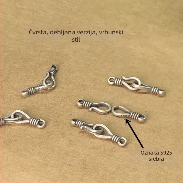 Kopča za spoj za narukvicu/ogrlicu – S925 sterling srebro, kopče u obliku riblje kukice i znaka pitanja, retro mala glava kopče, DIY pleteni konopac, Proljeće 2023
