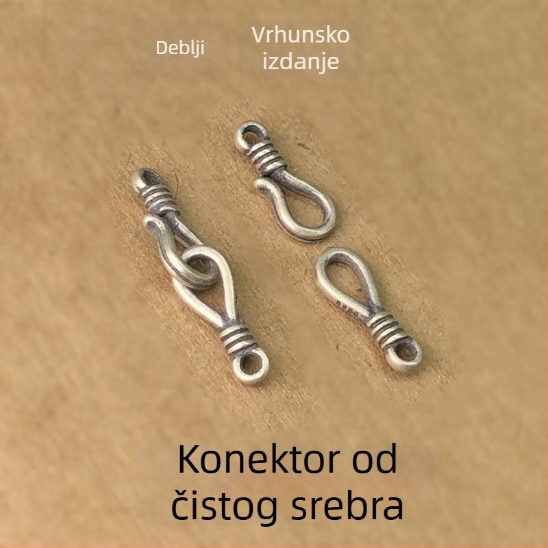 Kopča za spoj za narukvicu/ogrlicu – S925 sterling srebro, kopče u obliku riblje kukice i znaka pitanja, retro mala glava kopče, DIY pleteni konopac, Proljeće 2023