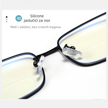 Naočale za čitanje s metalnom ramom memory Titanium, model 5M9E, dvostruka zaštita protiv plave svjetlosti, unisex, metalna konstrukcija