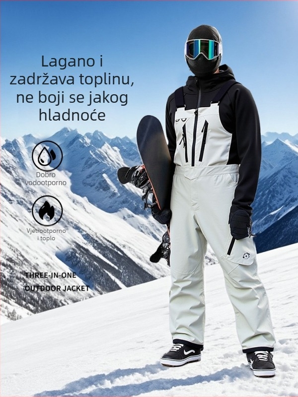 Unisex set jakne i hlača za skijanje, široka kroj, vodootporan i topao za zimske sportove.