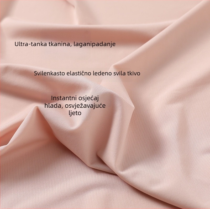 Noćna haljina od ice silk, bezšivna, za ljeto (80-90% najlona; ultratanak materijal; U izrez; rukavi 3/4)