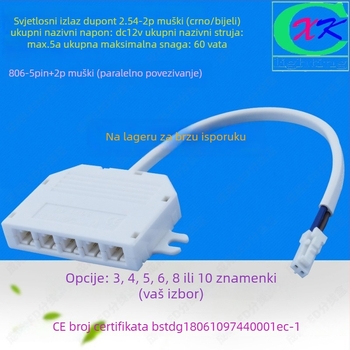 LED kutija za razdjeljivanje s 1 ulazom i 6 izlaza, DuPont 6-pin konektori, za LED rasvjetu