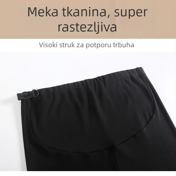 Plus veličine trudničke tajice s podrškom za trbuh, srednja debljina, flis unutarnje strane, dugački kroj, De Velvet tkanina, akril vlakna ≤30%