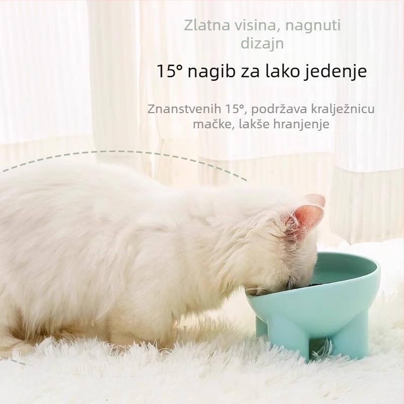 Podignuta posuda za kućne ljubimce za mačke i pse, s zaštitom vrata, nagnuta zdjela za hranu i vodu
