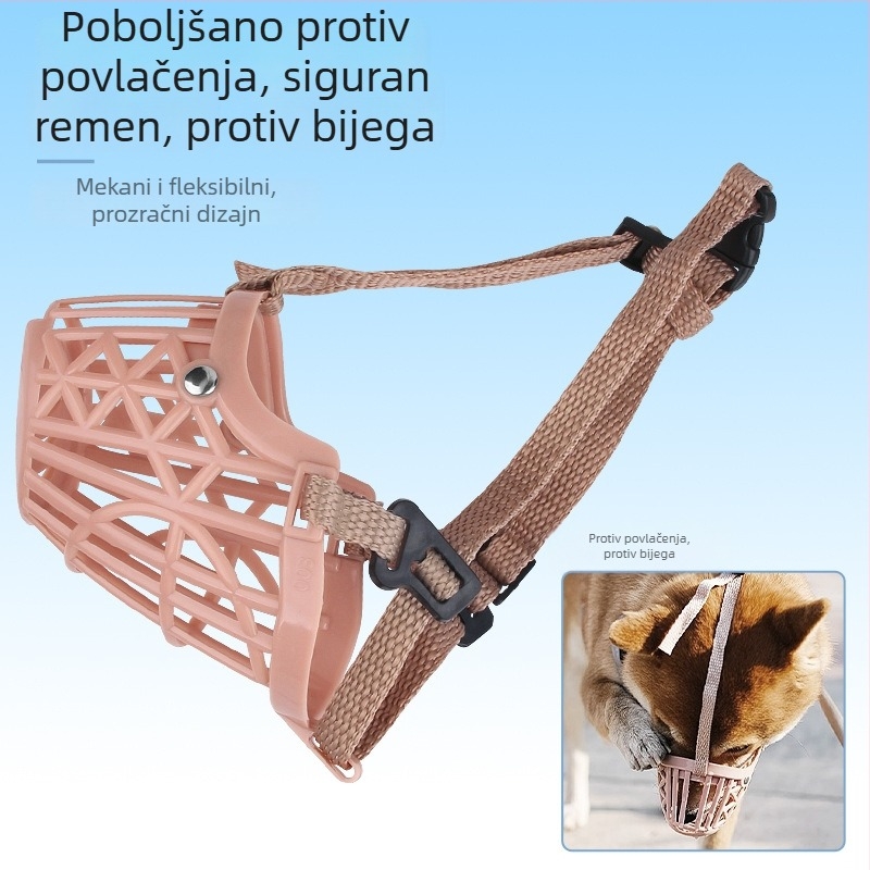 Prozračni plastični njuška za psa s prilagodljivom mrežicom – protiv ugriza i lajanja