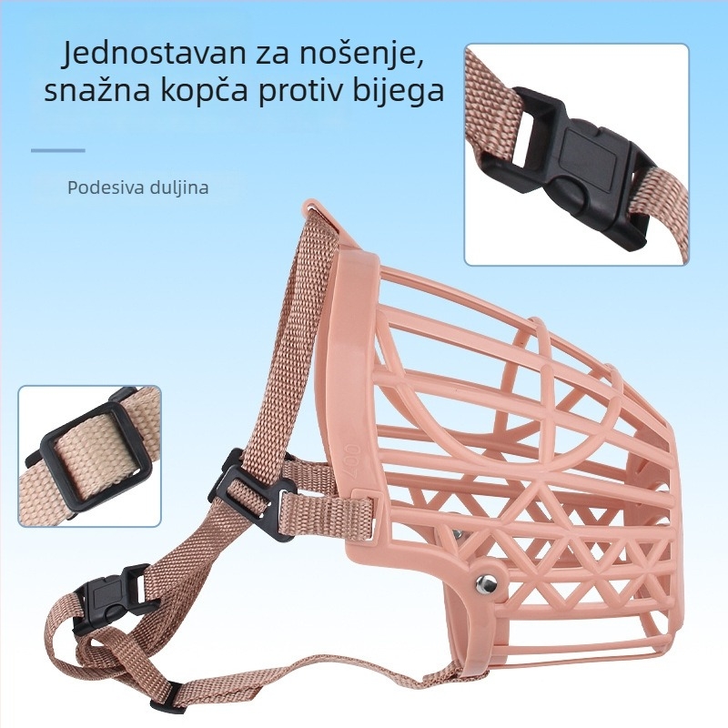 Prozračni plastični njuška za psa s prilagodljivom mrežicom – protiv ugriza i lajanja
