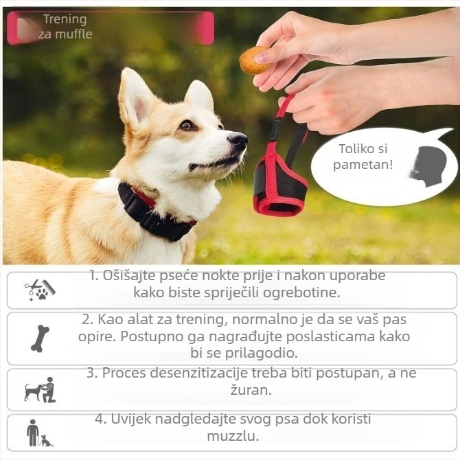 Muzzle za pse, prozračni poliester, protiv ugriza, protiv laje, 50 komada u kutiji