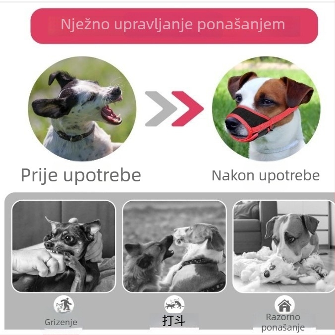 Muzzle za pse, prozračni poliester, protiv ugriza, protiv laje, 50 komada u kutiji