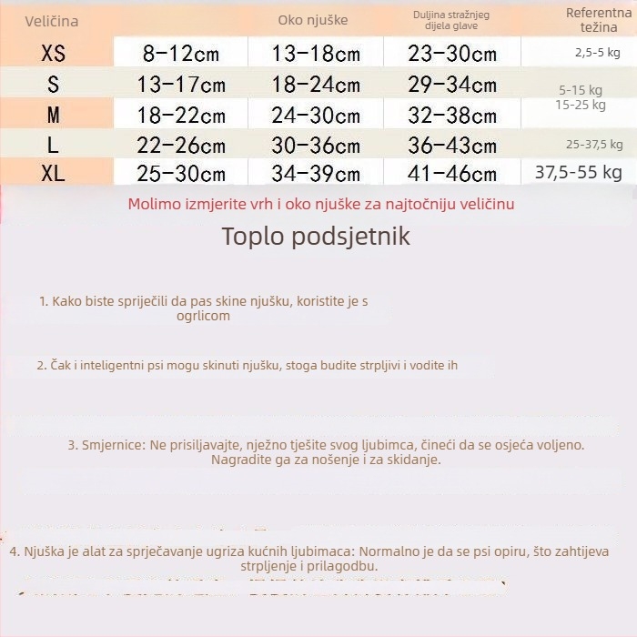 Mekana kožna njuška za pse, sprječava prejedanje, ugriz i lavež; pogodna za Zlatnog retrivera i Samojeda.