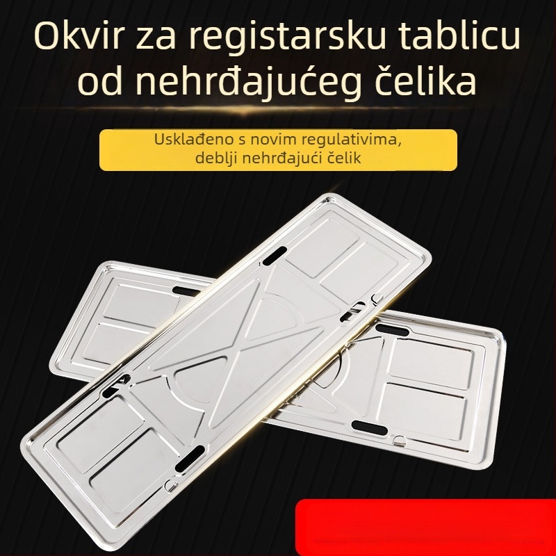 Okvir za registarsku oznaku od nehrđajućeg čelika, univerzalna prilagodba, težina 0,25 kg, model: držač za karticu 0,25 kg