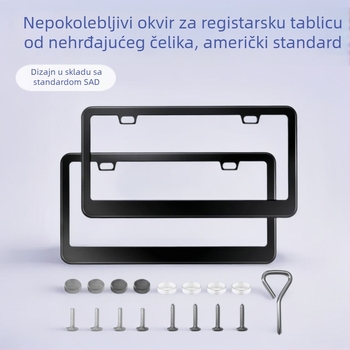 Okvir za registarsku pločicu automobila od nehrđajućeg čelika, model LWWJ-102, kompatibilan s automobilima, dodatak br. LWWJ-0012, marke WZPF