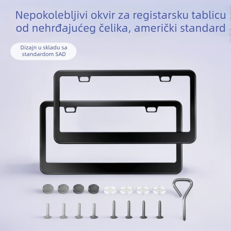 Okvir za registarsku pločicu automobila od nehrđajućeg čelika, model LWWJ-102, kompatibilan s automobilima, dodatak br. LWWJ-0012, marke WZPF