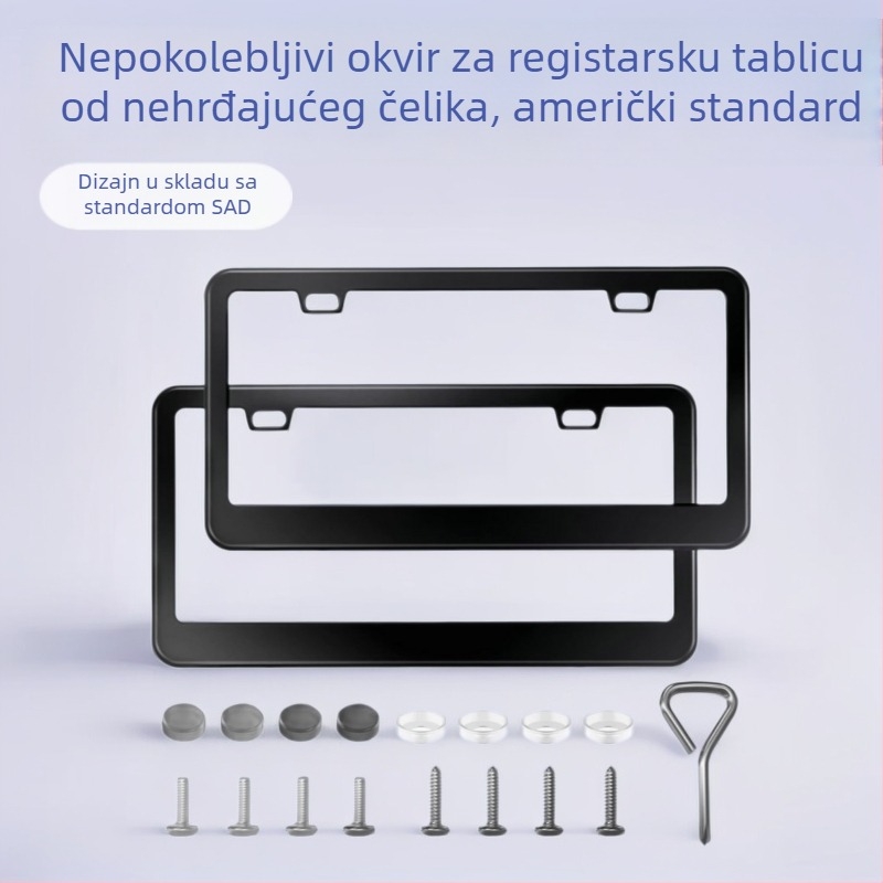 Okvir za registarsku pločicu automobila od nehrđajućeg čelika, model LWWJ-102, kompatibilan s automobilima, dodatak br. LWWJ-0012, marke WZPF