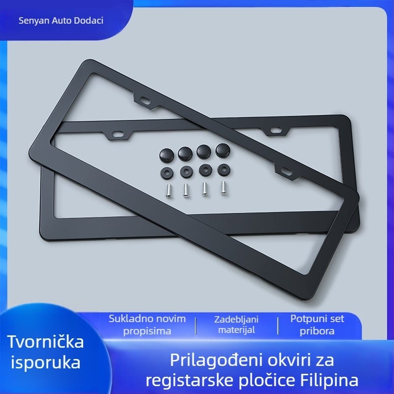 Prilagođeni debeli aluminijski okvir za registarsku pločicu automobila, karbonski izgled, univerzalna veličina 315×161 mm, model Sy-12