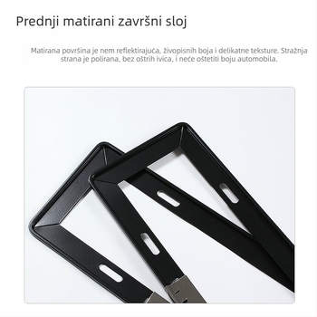 Deblji okvir za registarsku pločicu od magnezijske legure, crna oksidirana završna obrada, jednostavan i elegantan dizajn