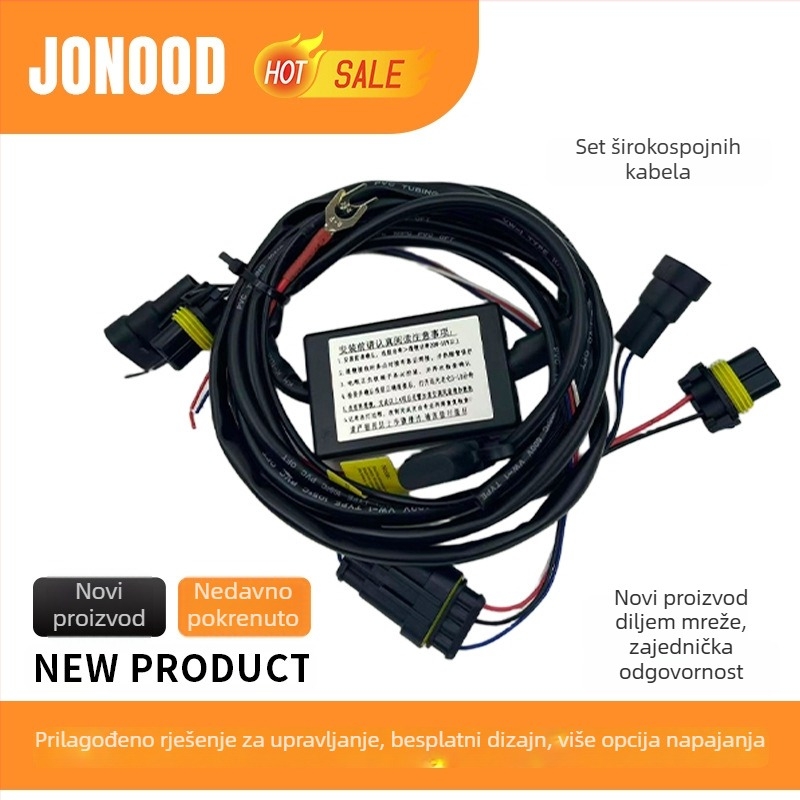 Univerzalni automobilni kabelski komplet s relejnim prekidačem i PVC kućištem, za nadogradnju svjetala za maglu, Jonood, raspon napona 3-50V