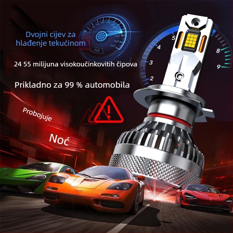LED prednja svjetla za auto, kompatibilna s H1/H7/H4/H11 9005/9012 - 85W, 12V, vijek trajanja 6000h
