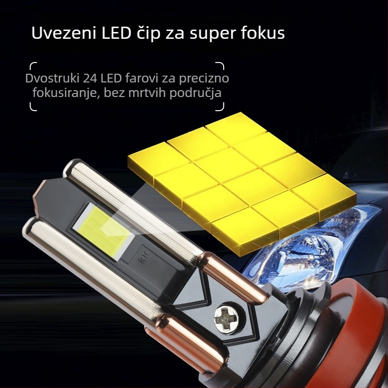 LED automobilska svjetla sa šest bakrenih cijevi – visoka snaga 120W, 12V, 12000 lm, IP68, kompatibilno s H1/H11/H4/H7/H3/9005/9006/9012