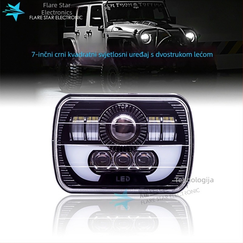 Kamionske četvrtaste prednje svjetla s integriranim visokim i niskim snopom, 90W, 9-32V, 3500lm, IP67, model Yx-jp-123