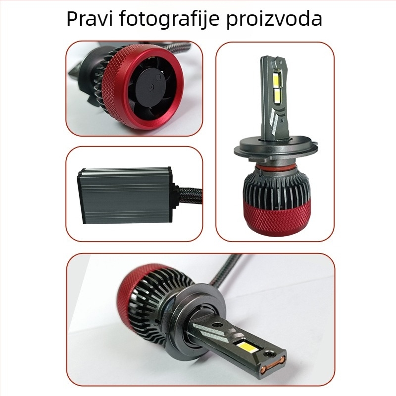 LED far automobila, visoka snaga 200W, 9-36V, s jednom bakrenom cijevi, kompatibilan s H1/H7/H9/H4/9012/9006/9005